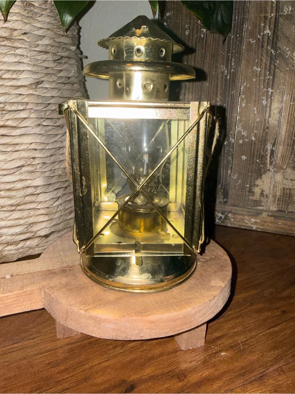 Ship Lantern Nautical Brass Color Oil Lamp 9 In Tall
